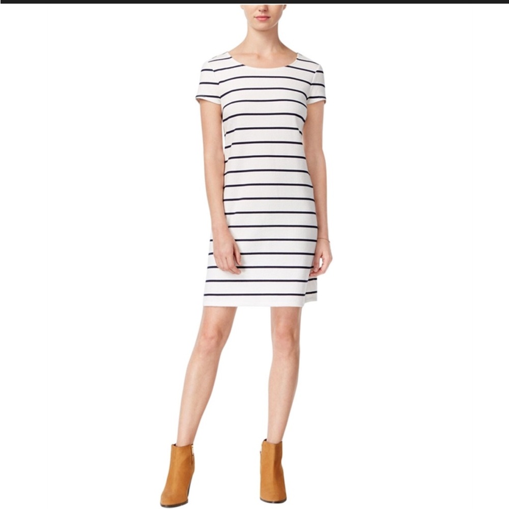 Maison Jules Women's Navy Striped shift dress size Small